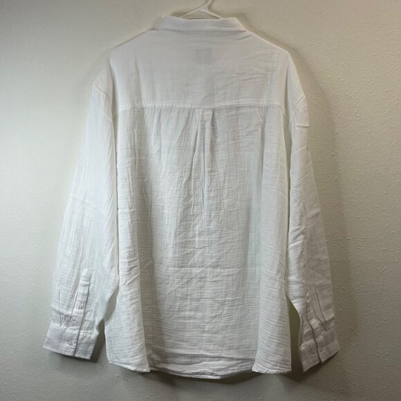 GAP White XXL Long-Sleeve Button-Up Shirt With Front Pockets For Women - Picture 6 of 12